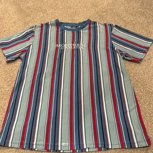 VSTR Premium Men Striped Cotton Tshirt Tee Blue Red and White Size Medium